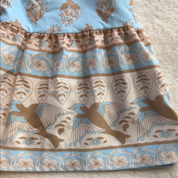 Boutique Blue and Cream Floral Print Bohemian Maxi Dress - Picture 8 of 12